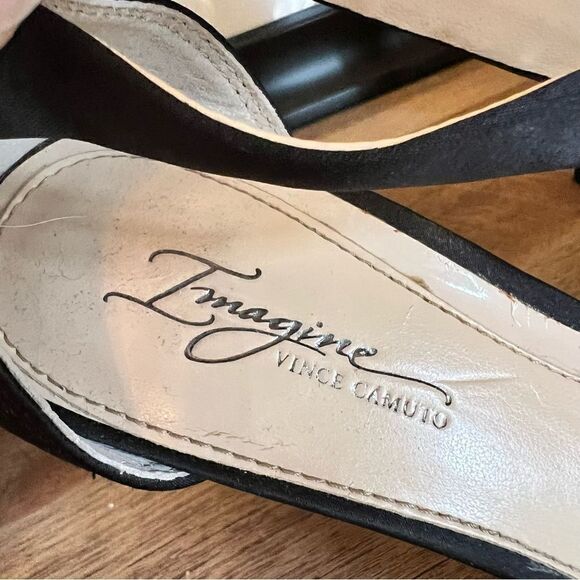 Black satin Imagine Vince Camuto Devin Platform Sandal size 6 - Picture 5 of 9